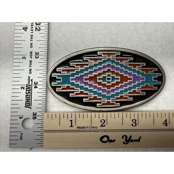 Southwest Aztec Enamel Belt Buckle USA Western Native  display picture 2